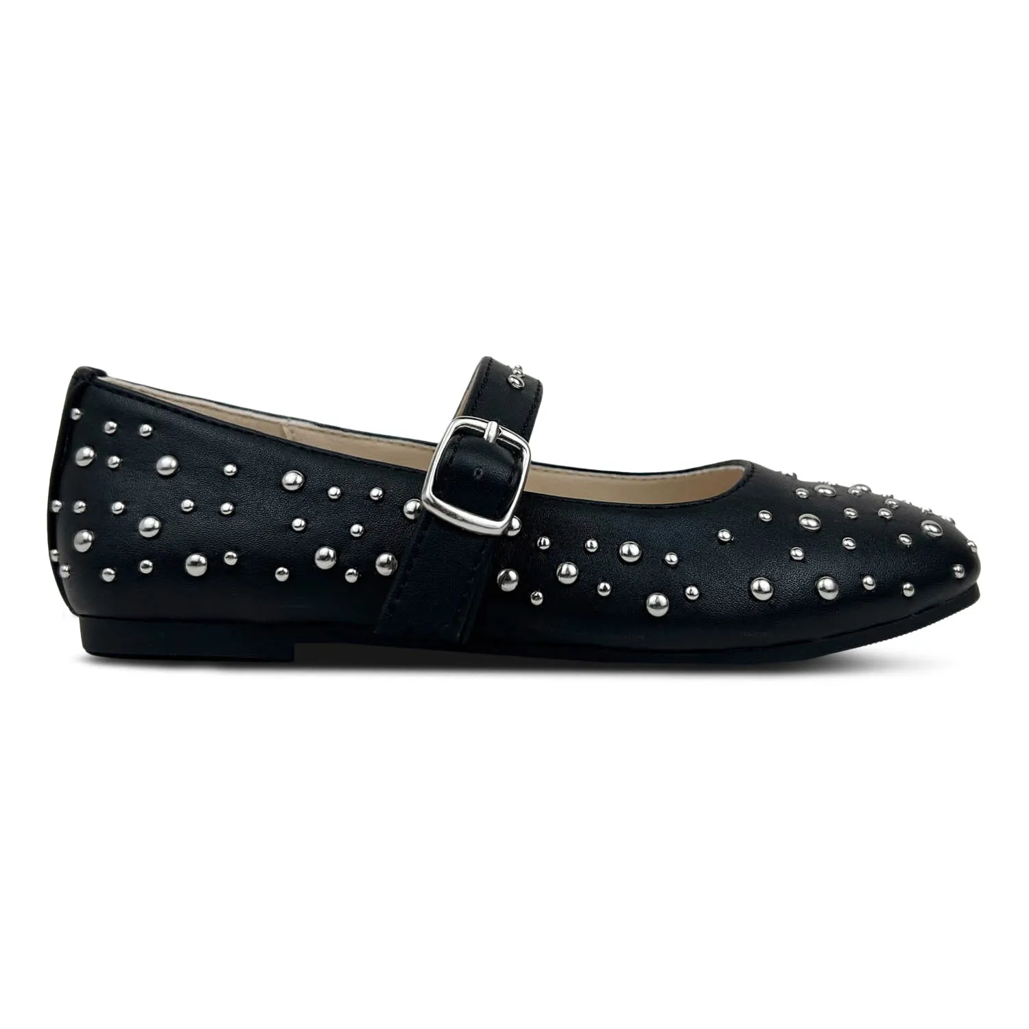 Miss Sadie Ballet Flat in Black Studs - Kids