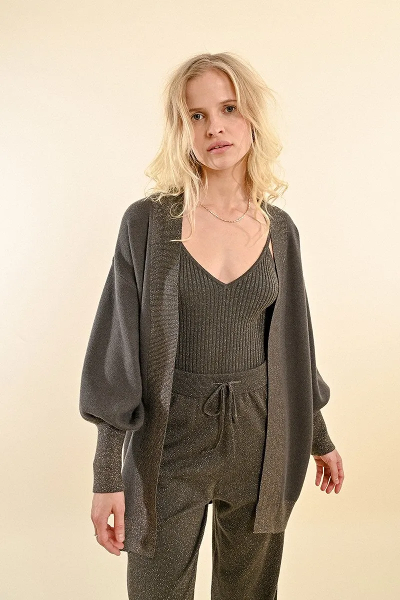 Molly Bracken Long Knitted Cardigan Khaki