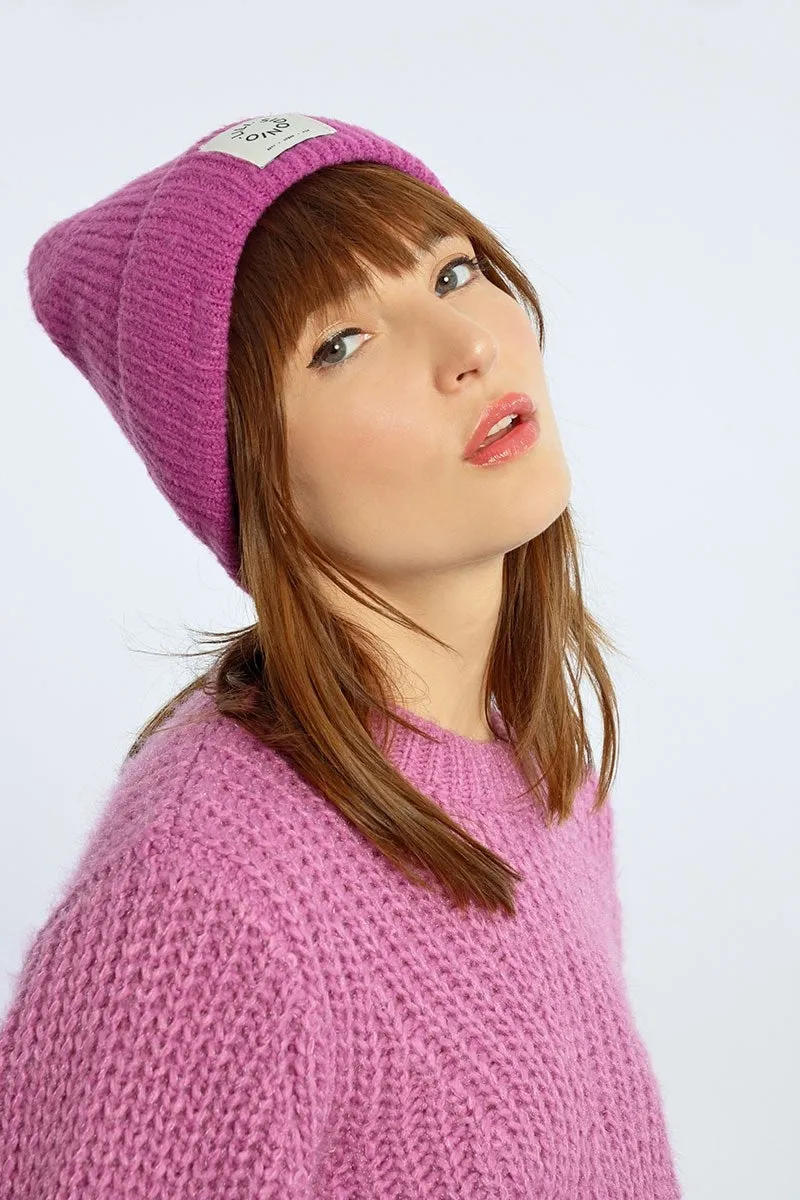 Molly Bracken Ribbed Knit Hat Pink