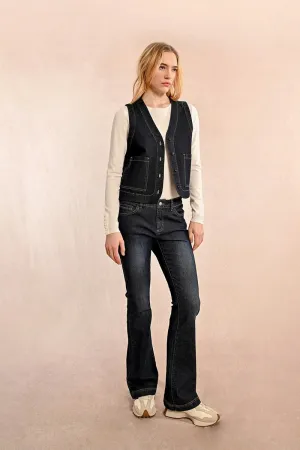 Molly Bracken Sleeveless Dark Denim Jacket