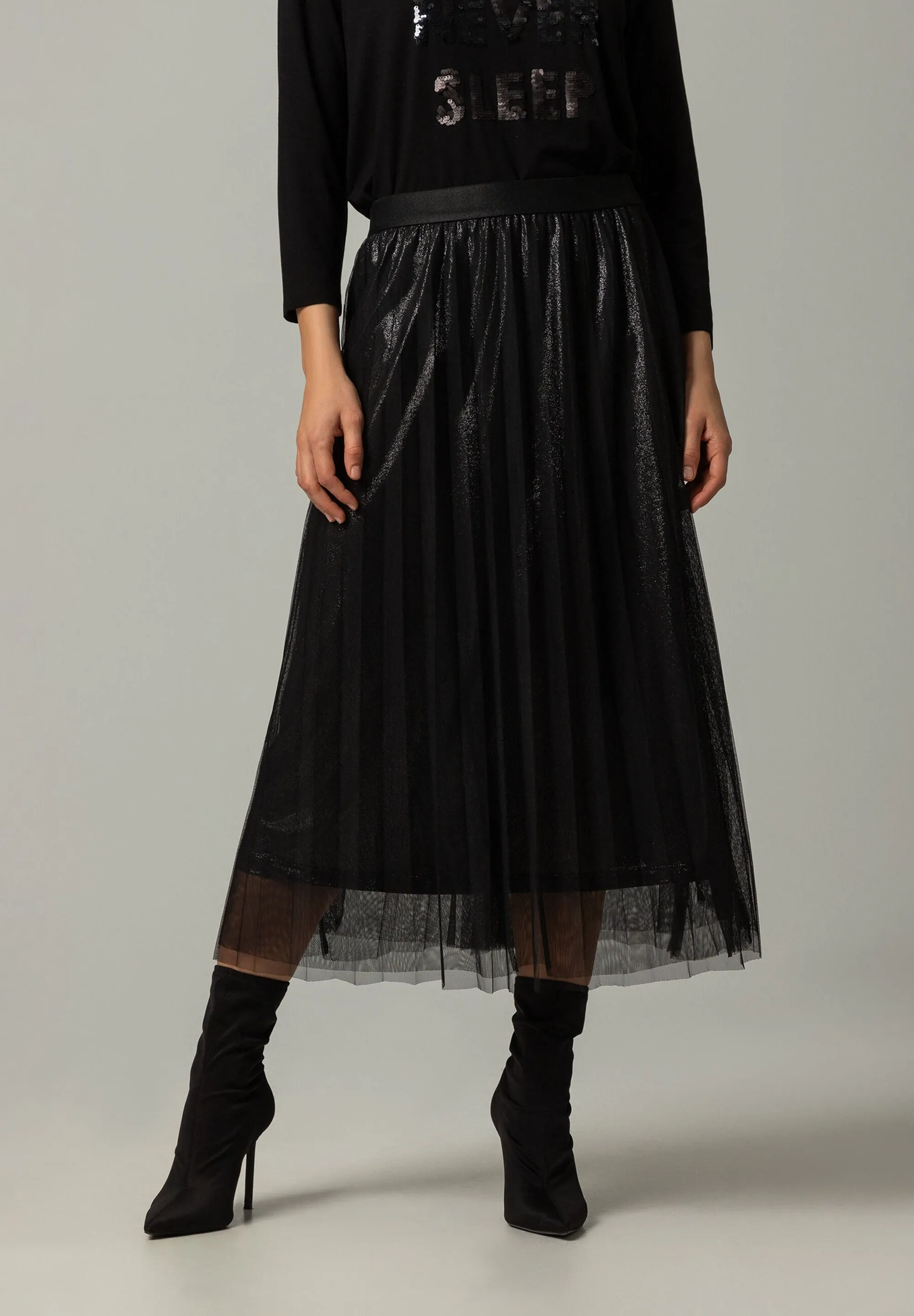 More & More Mesh Skirt With Glitter Effect Black