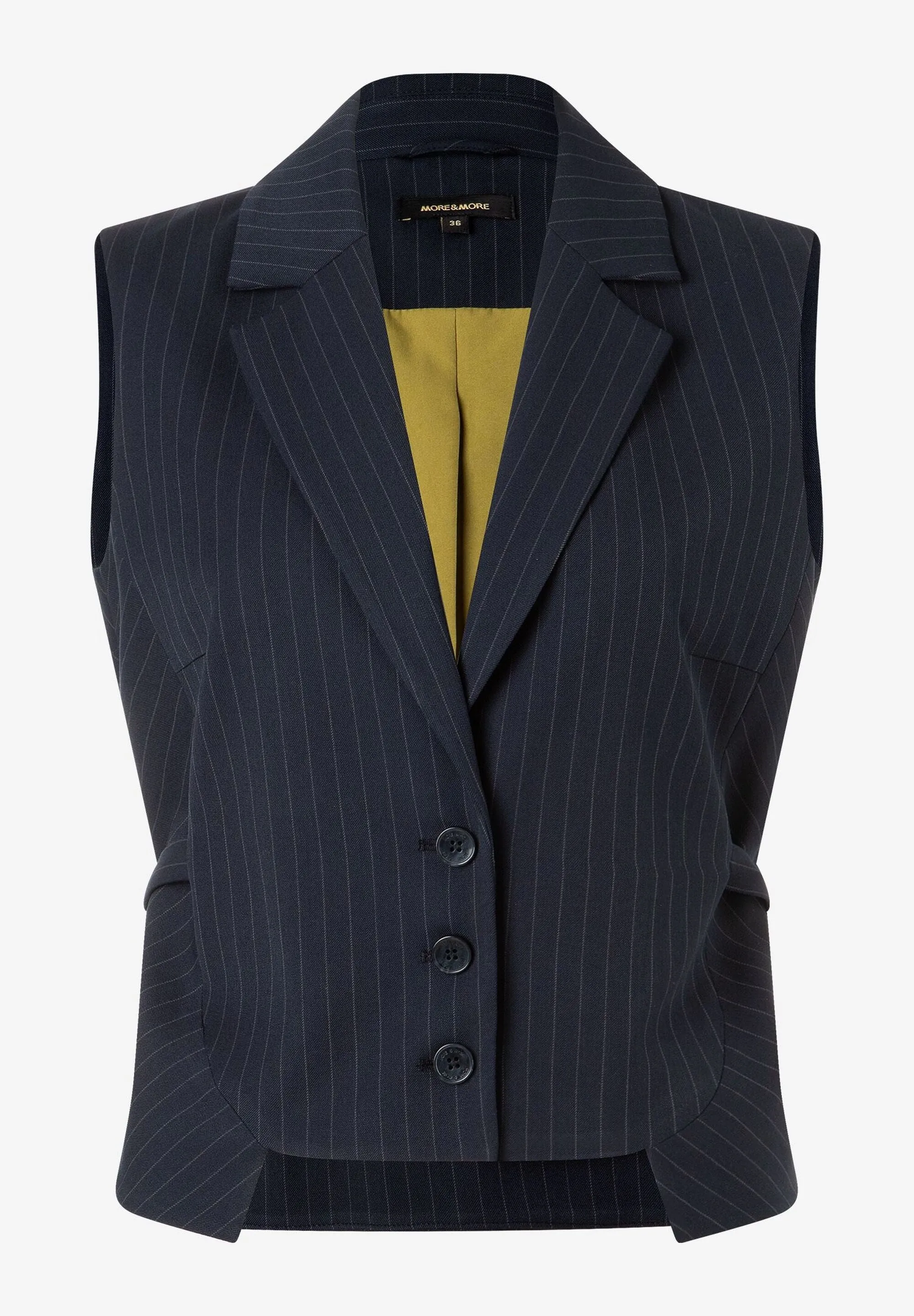 More & More Pinstripe Cropped Vest Navy