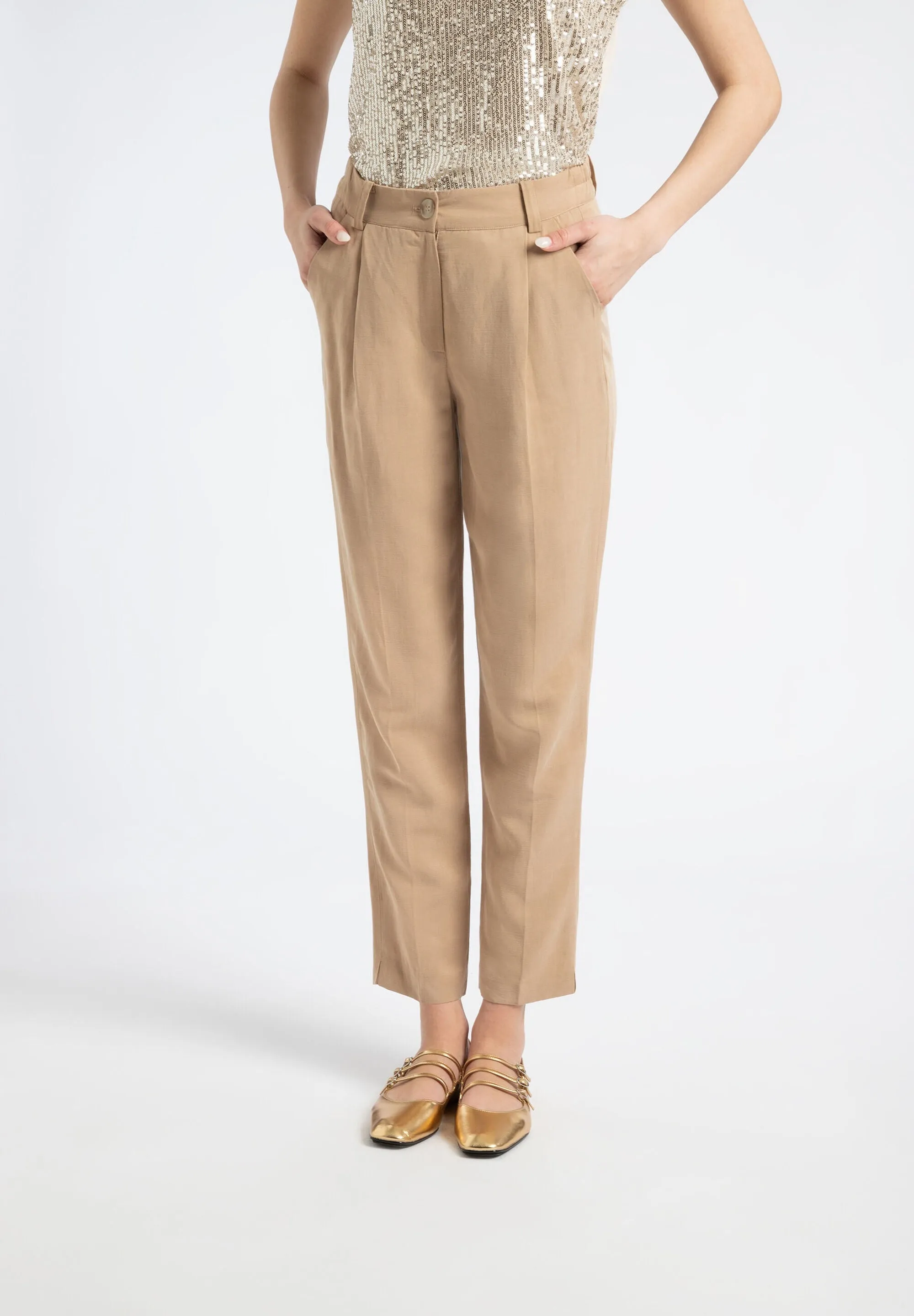 More & More Tencel-Linen Trouser Soft Toffee