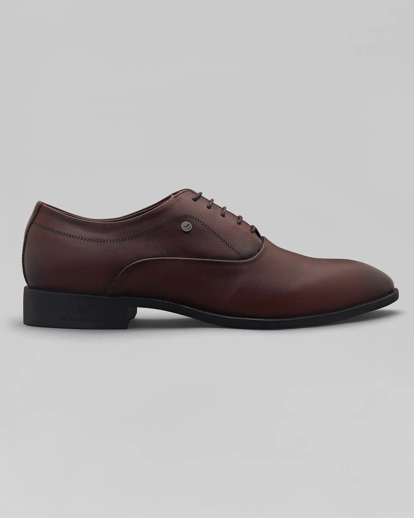 Must Haves Leather Burgundy Solid Oxford Shoes - Lebum