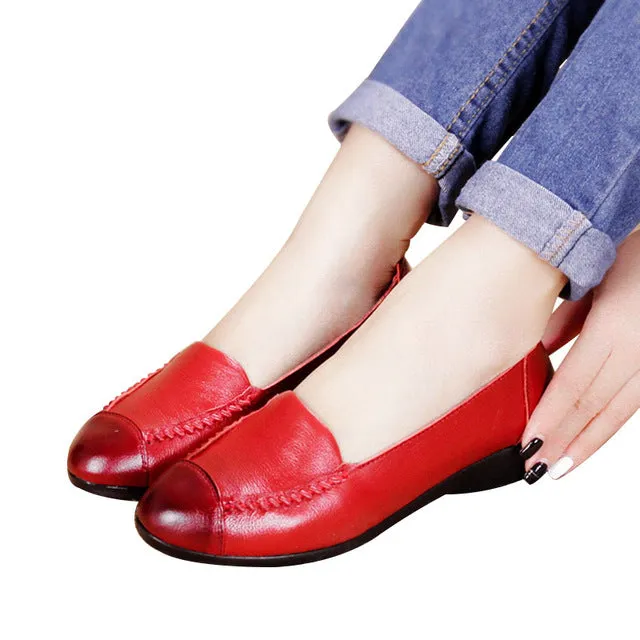 MUYANG MIE MIE Spring And Autumn Women Flats 2017 Fashion Genuine Leather Flat Shoes Woman Soft Casual Loafers Women Shoes