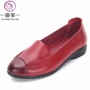 MUYANG MIE MIE Spring And Autumn Women Flats 2017 Fashion Genuine Leather Flat Shoes Woman Soft Casual Loafers Women Shoes