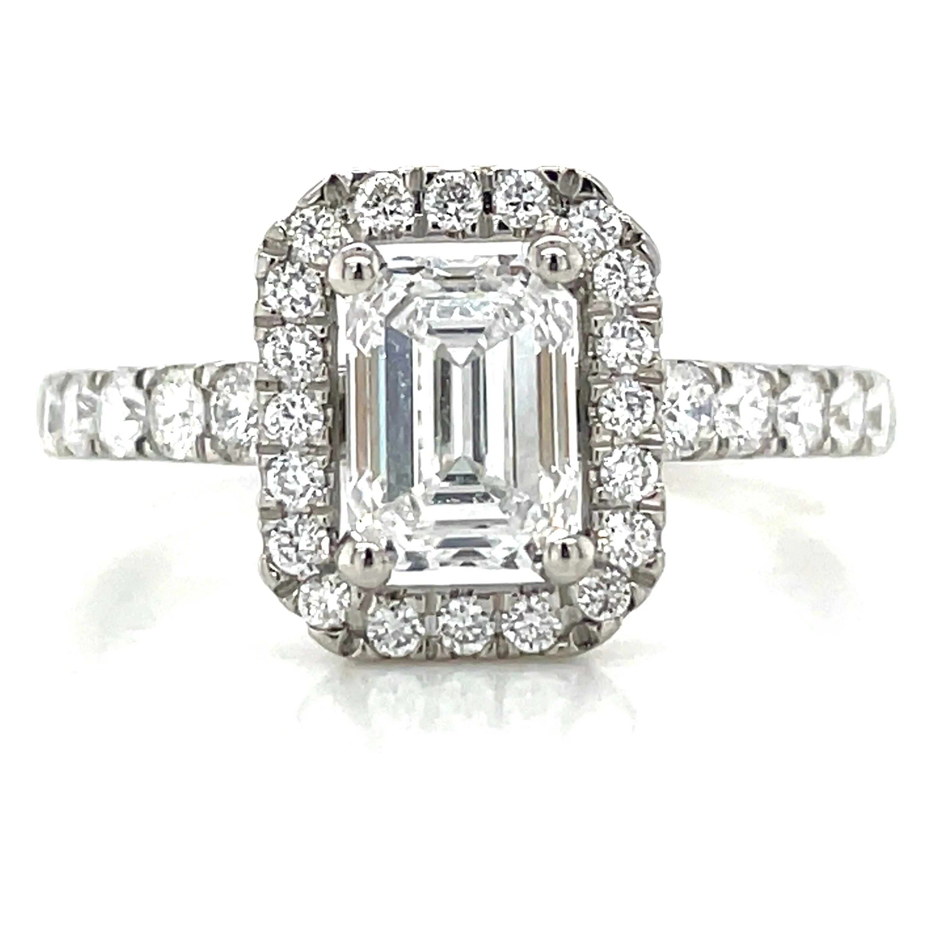 Natalie - Platinum Laboratory Grown Diamond Halo with Castle Set Shoulders