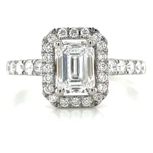 Natalie - Platinum Laboratory Grown Diamond Halo with Castle Set Shoulders