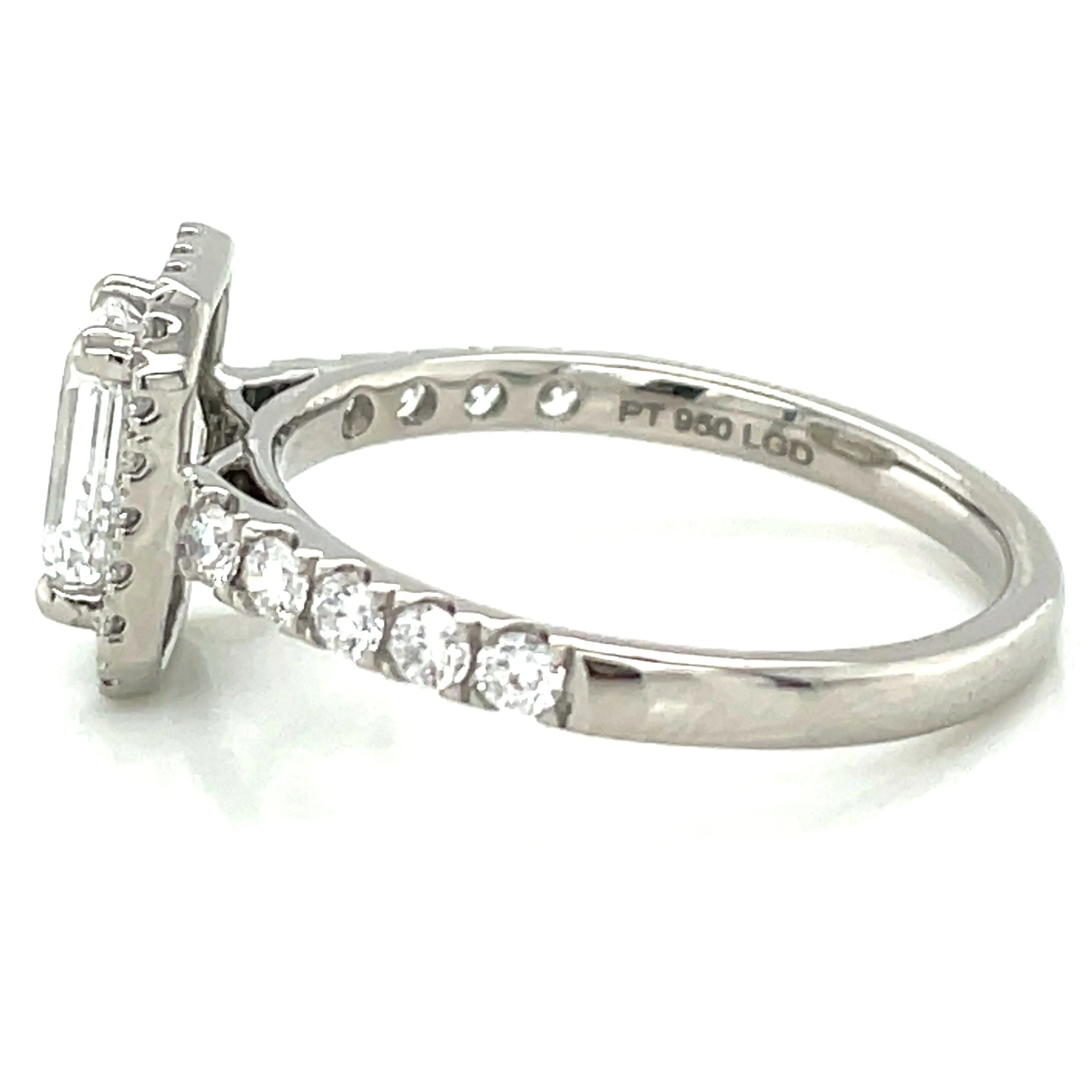 Natalie - Platinum Laboratory Grown Diamond Halo with Castle Set Shoulders