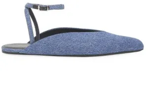 NIB $650 Balenciaga Ankle-Strap Denim Flat Sandal Shoes Blue 9.5 US/39.5 E Italy