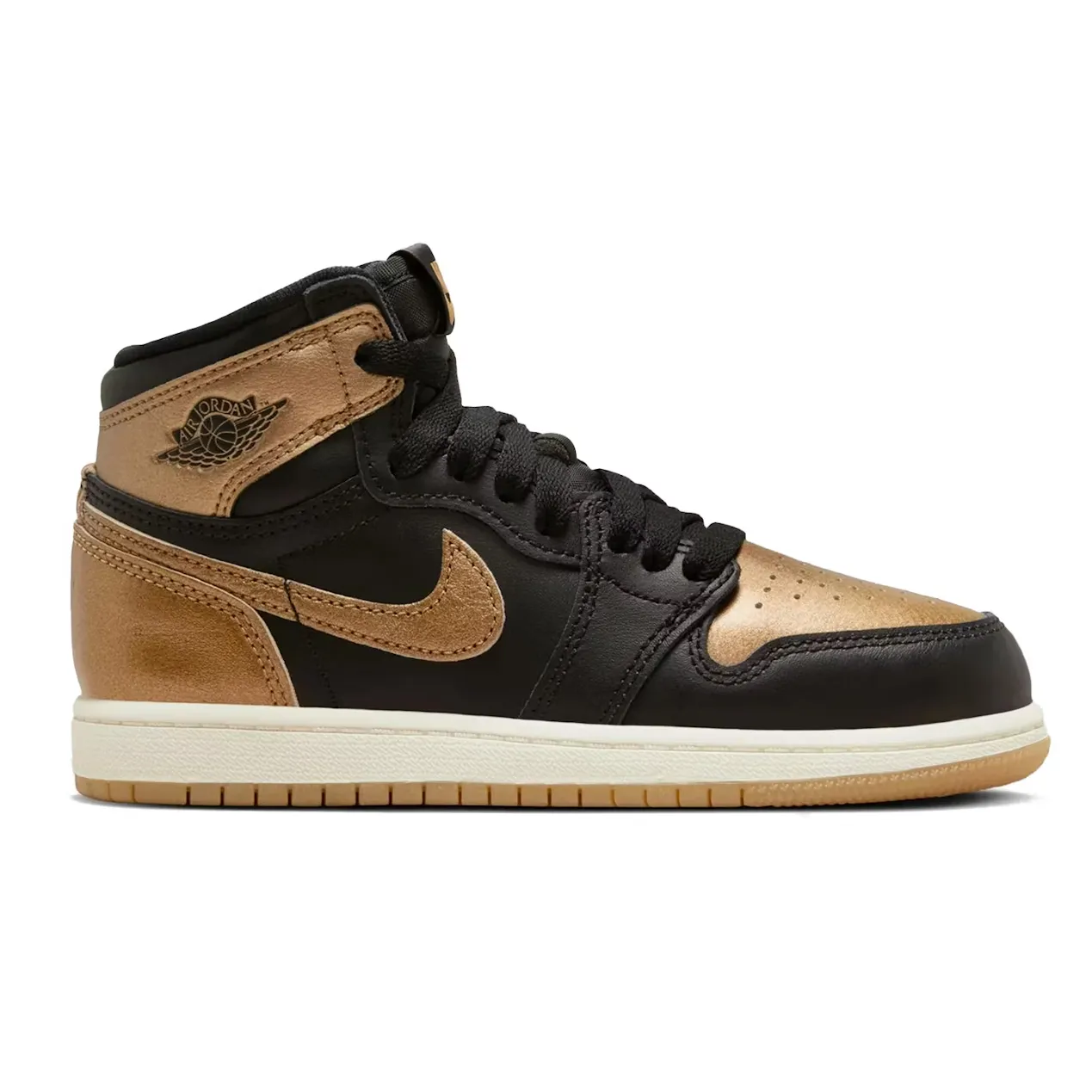 Nike Kid's Jordan 1 Retro High OG Shoes - Black / Sail / Metallic Gold