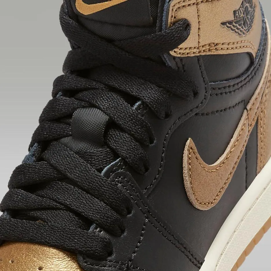 Nike Kid's Jordan 1 Retro High OG Shoes - Black / Sail / Metallic Gold