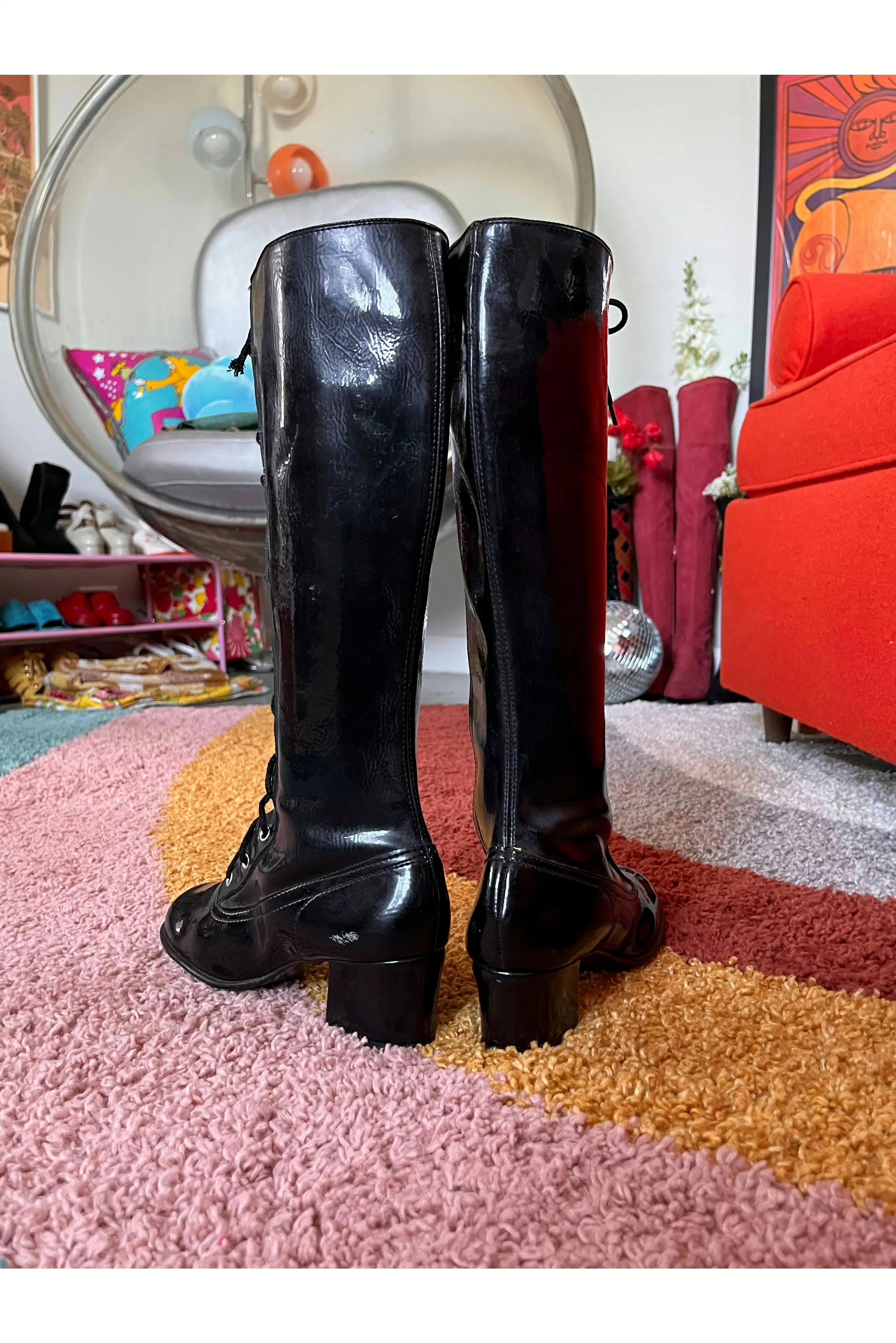 ***On Layaway-Do not purchase*** Vintage 60s Vinyl Padded Lined Gogo Boots