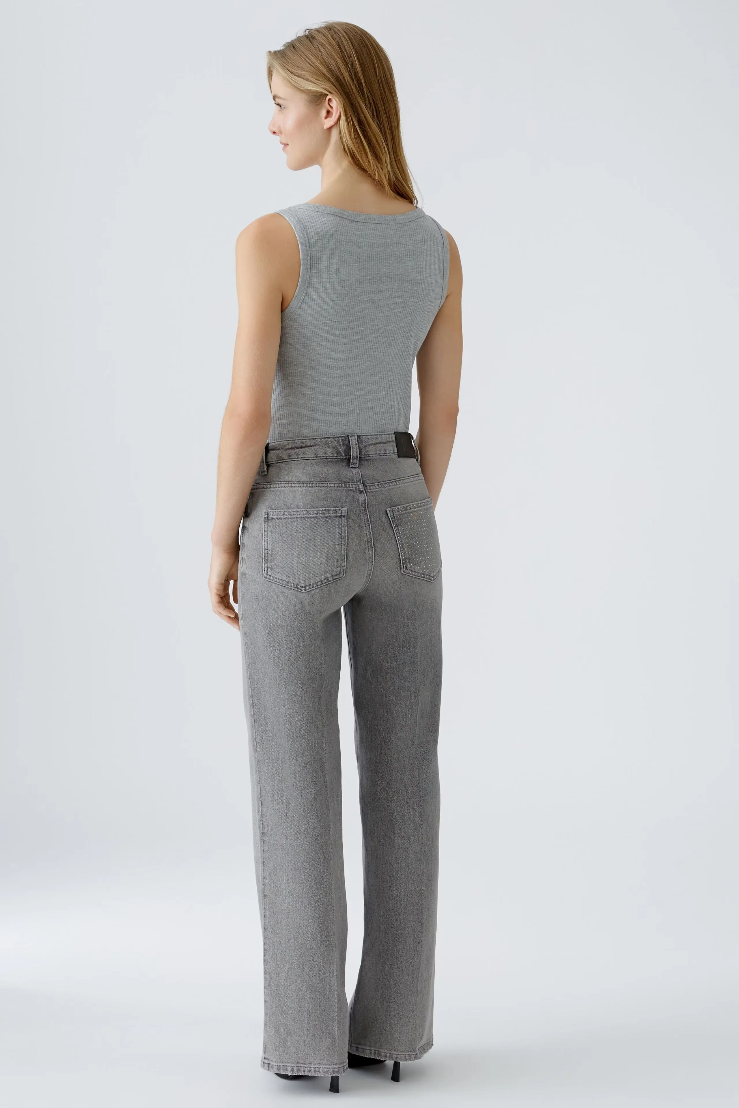 Oui Flare Mid-Waist Jeans Grey