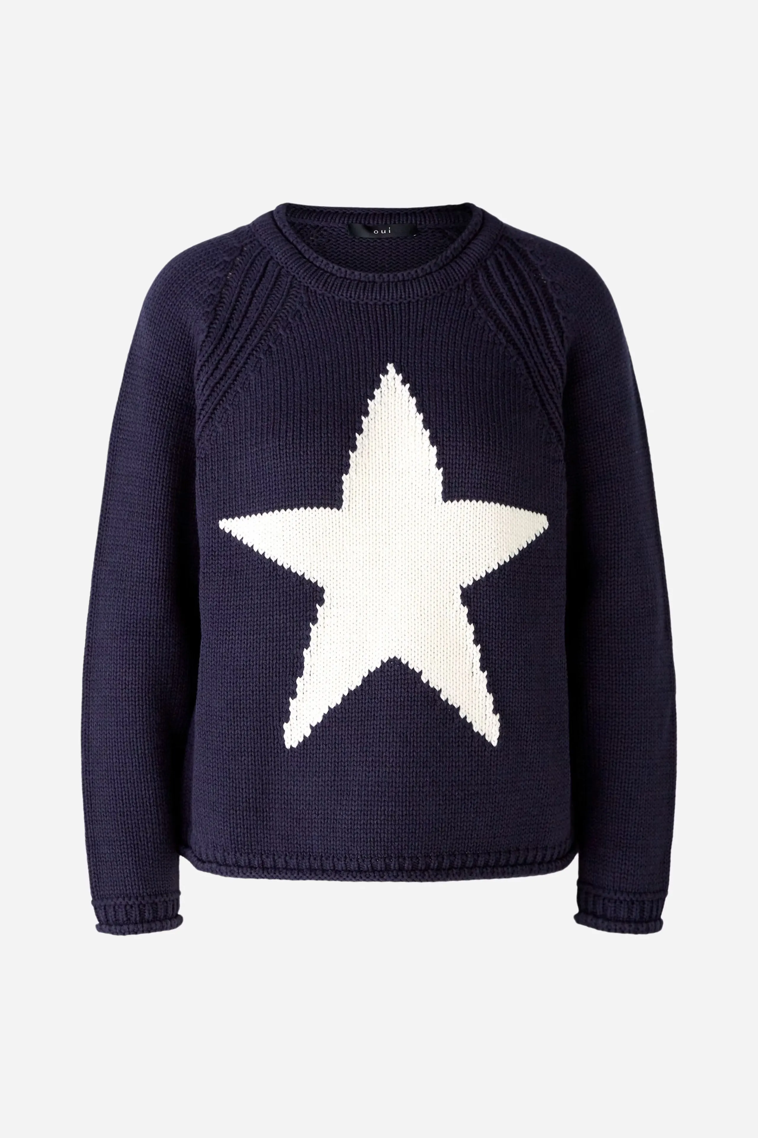 Oui Knit Star Jumper Navy/White