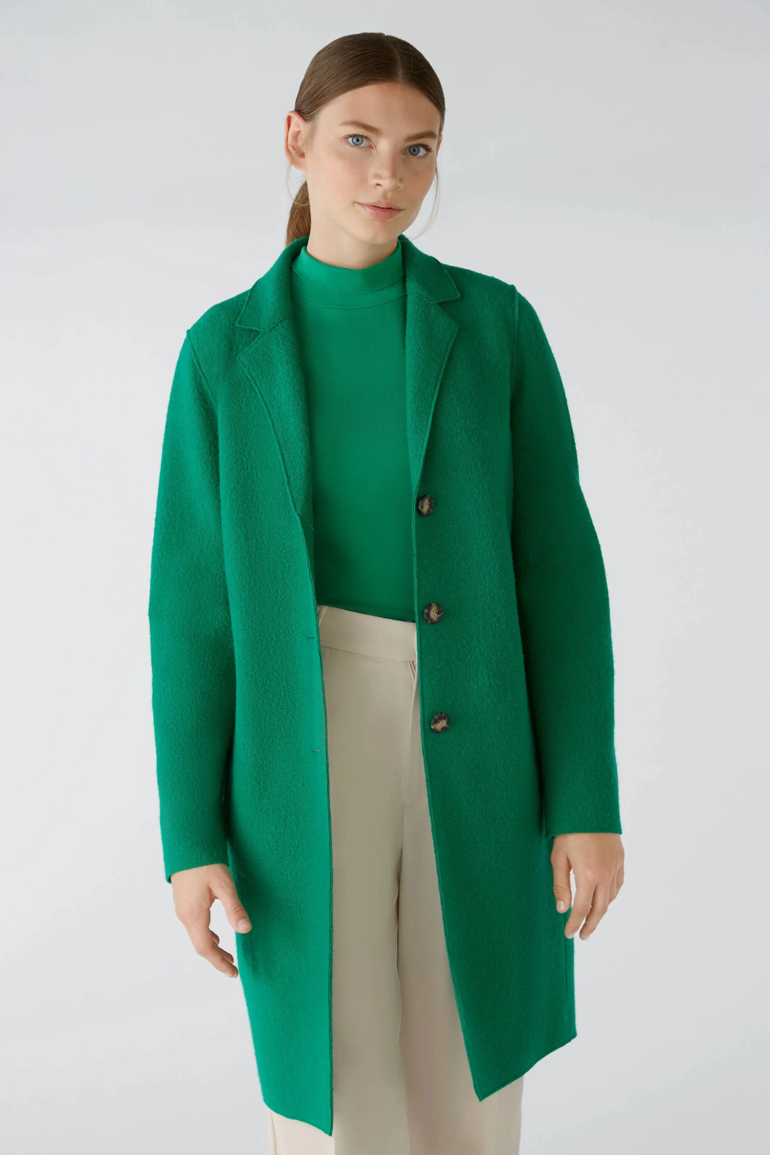 Oui Mayson Wool Coat Dark Green