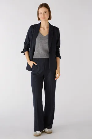 Oui Pinstripe Trousers  Dark Blue/Grey