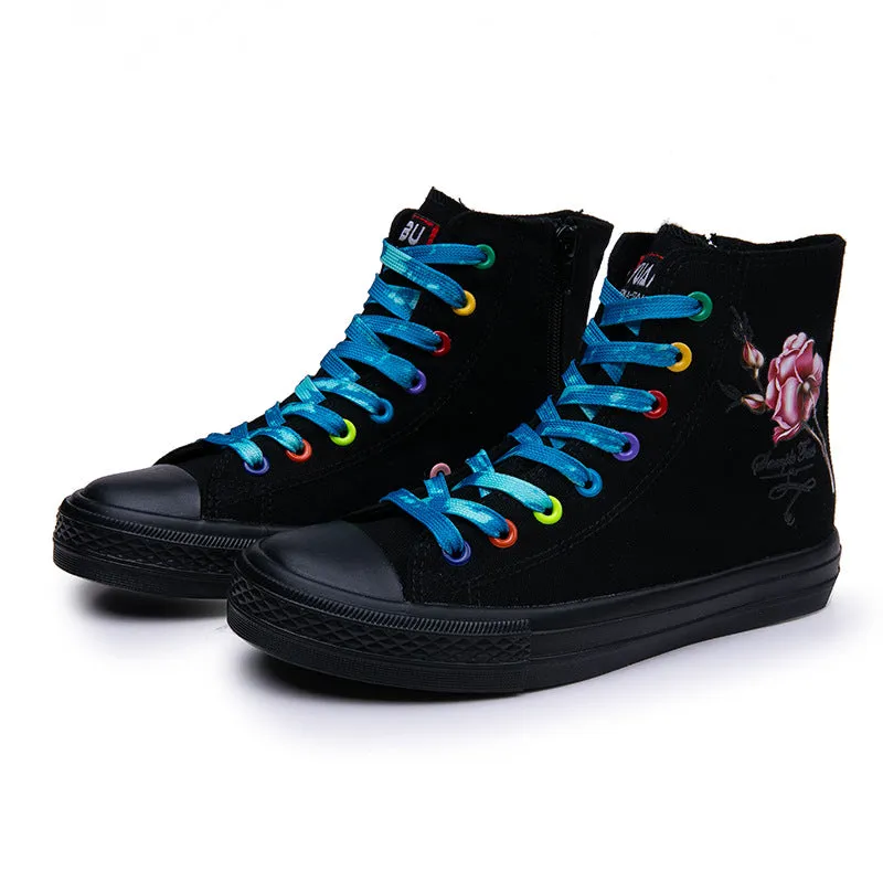 Owlkay Fashionable  Breathable High Top Canvas Shoes