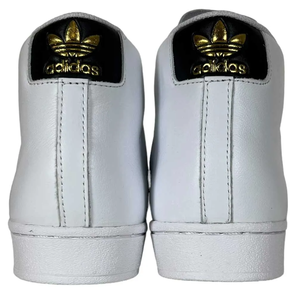 Pro Model ADV White Black Gold Adidas Skateboarding Leather Shoes