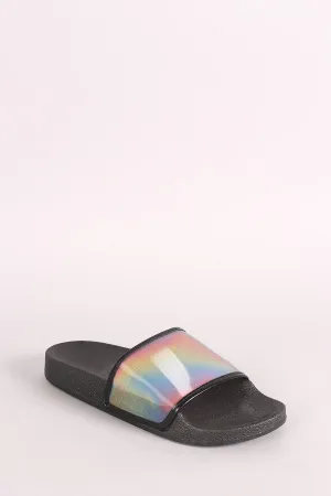 Qupid Open Toe Wide Band Slide Sandal