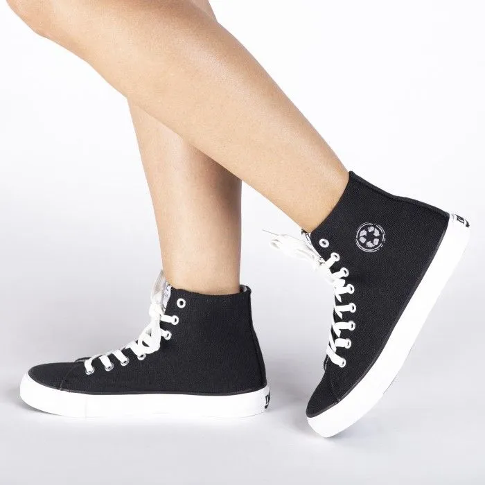 Redo PET Black Vegan Mid-Top Vulcanized Sneakers