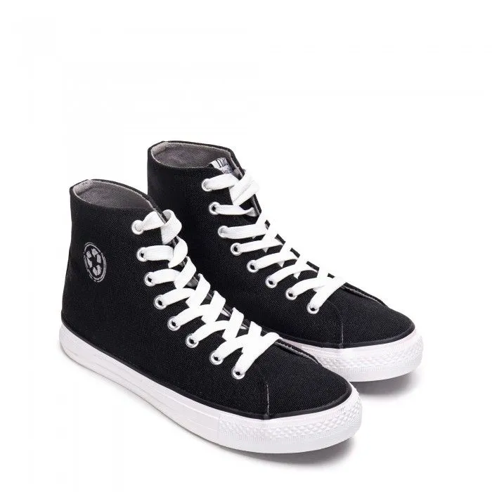 Redo PET Black Vegan Mid-Top Vulcanized Sneakers