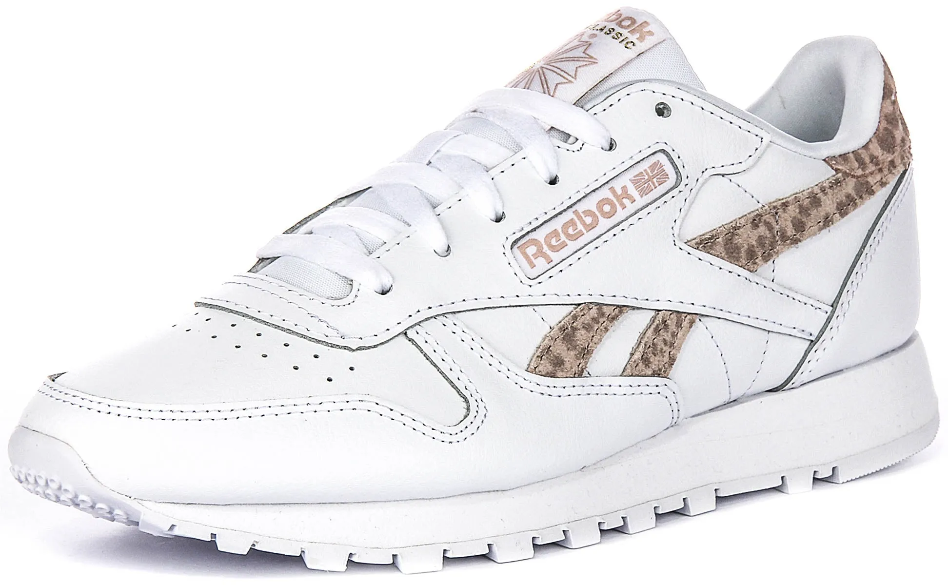 Reebok Classic Leather In White Leopard For Women