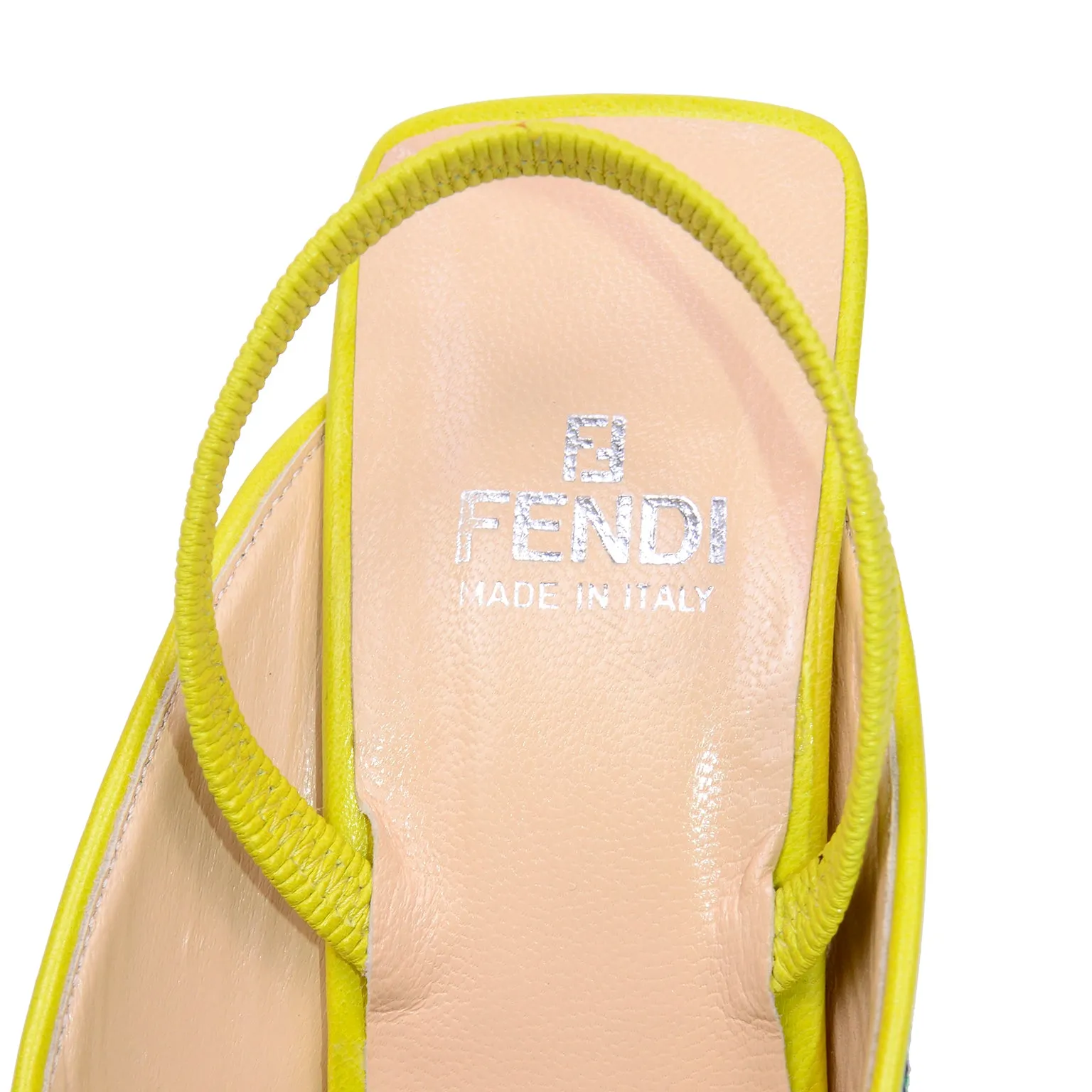 RESERVED // Fendi Colorful Needlepoint Square Slingback Shoes w Metal Heels 7.5