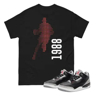 Retro 3 Black Cement MJ pixel Shirt