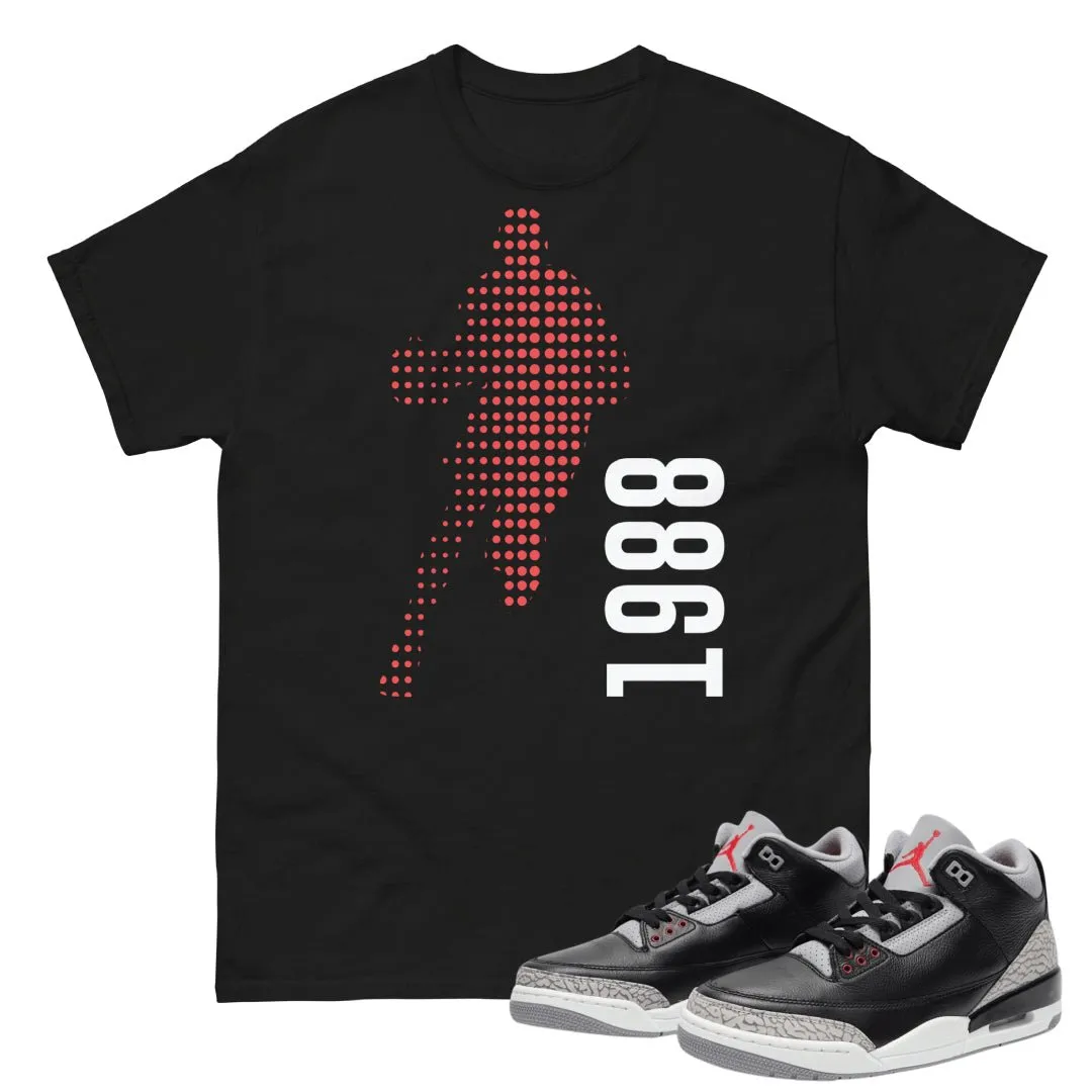 Retro 3 Black Cement MJ pixel Shirt