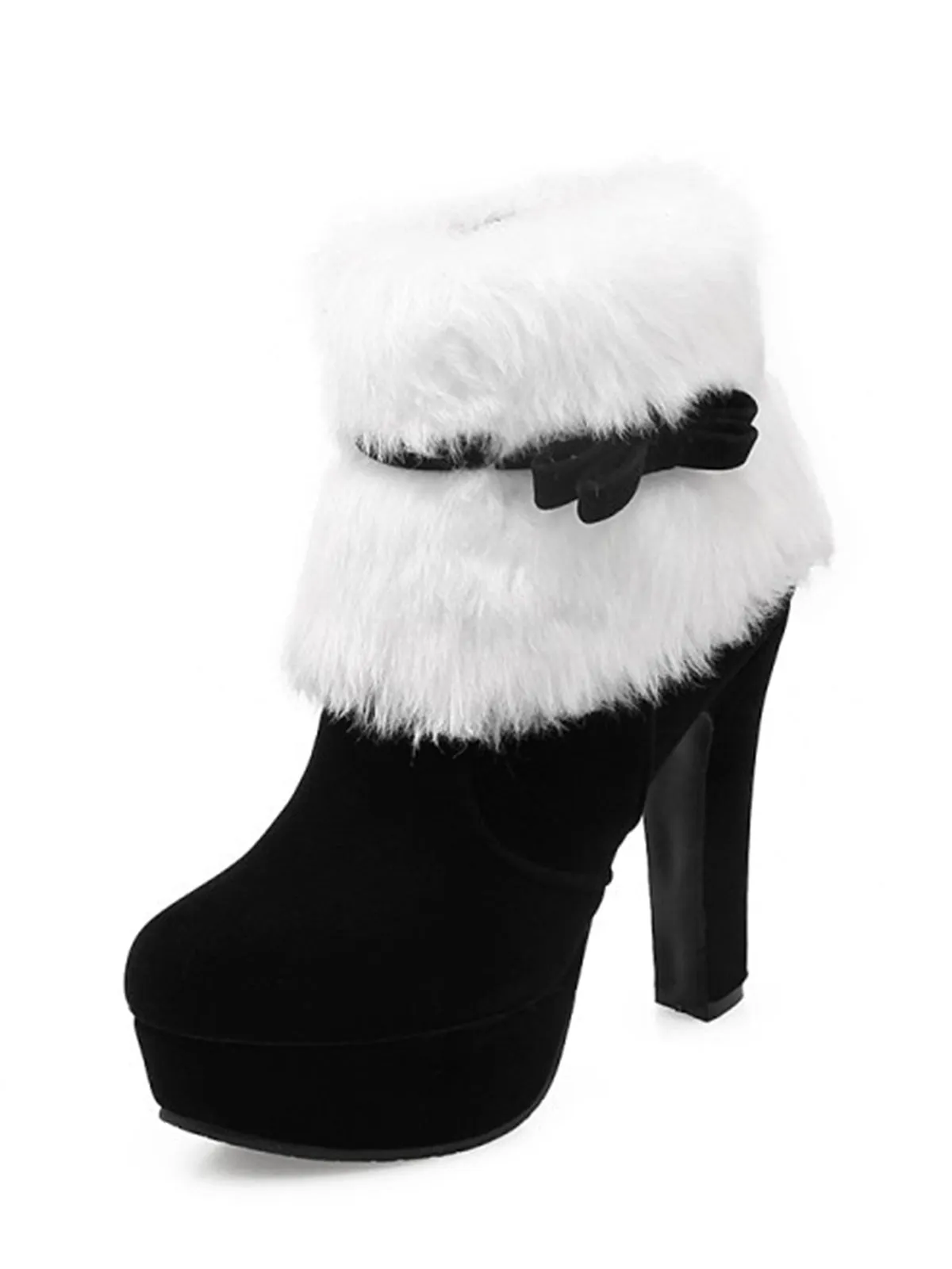 Retro Christmas Short Plush High Heel Shoes