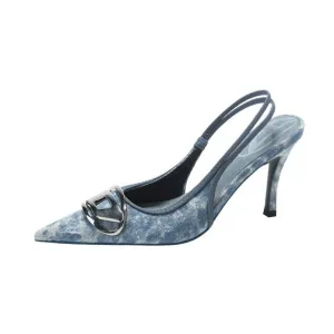 Retro Denim Slingback Shoes