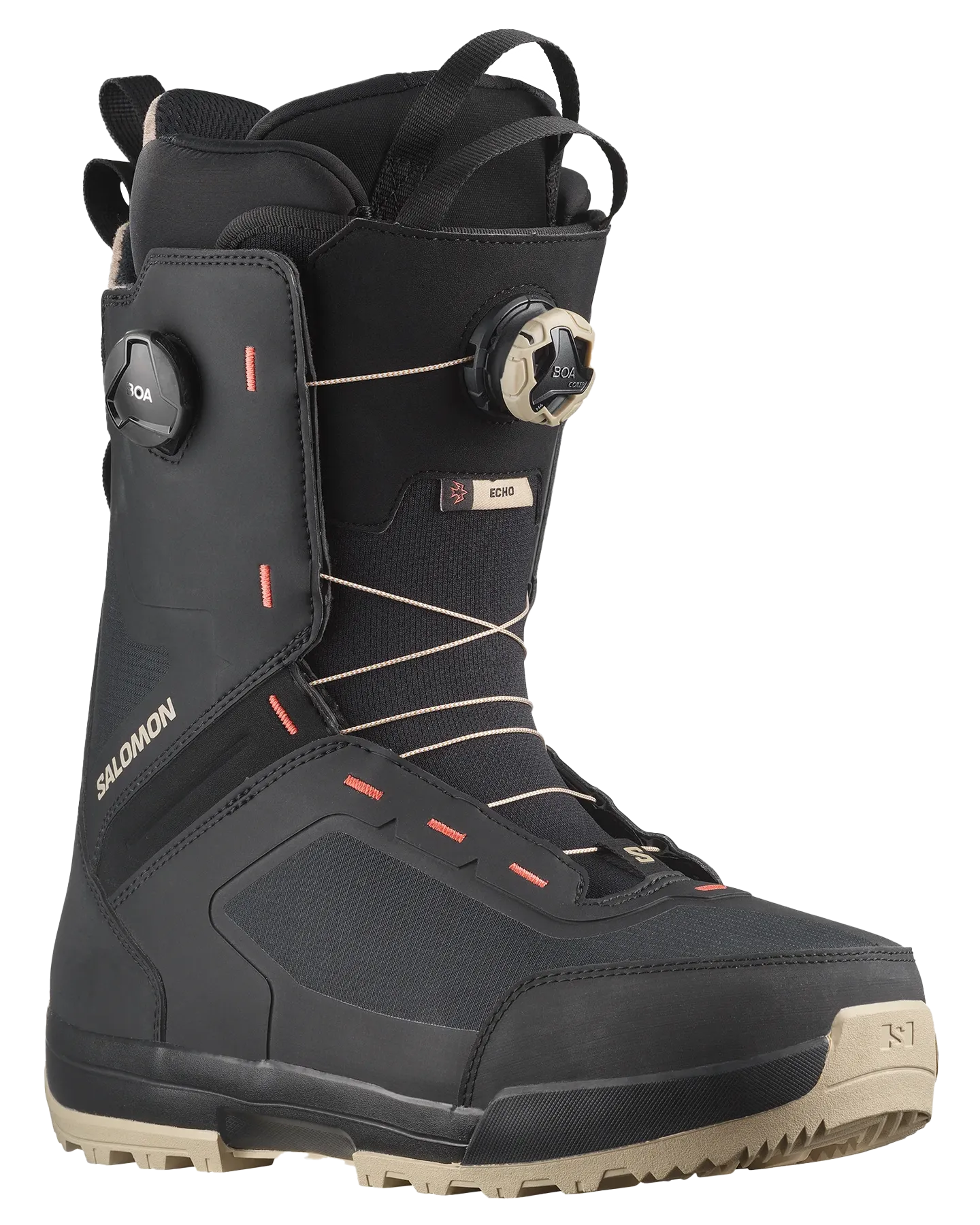 Salomon Echo Dual Boa Wide Snowboard Boots - Spray Green / Black / Hot Coral - 2024