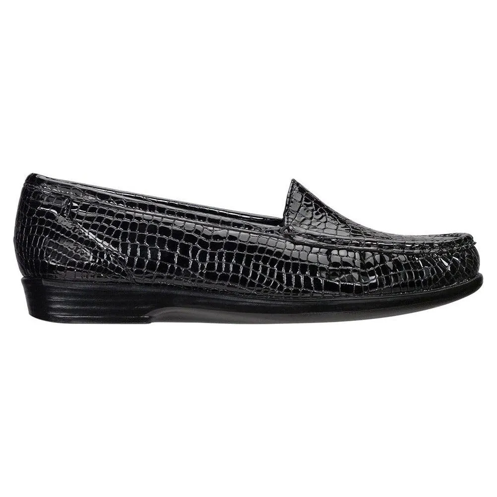 SAS Women's Simplify Slip-On Loafer in Black Croc Wide