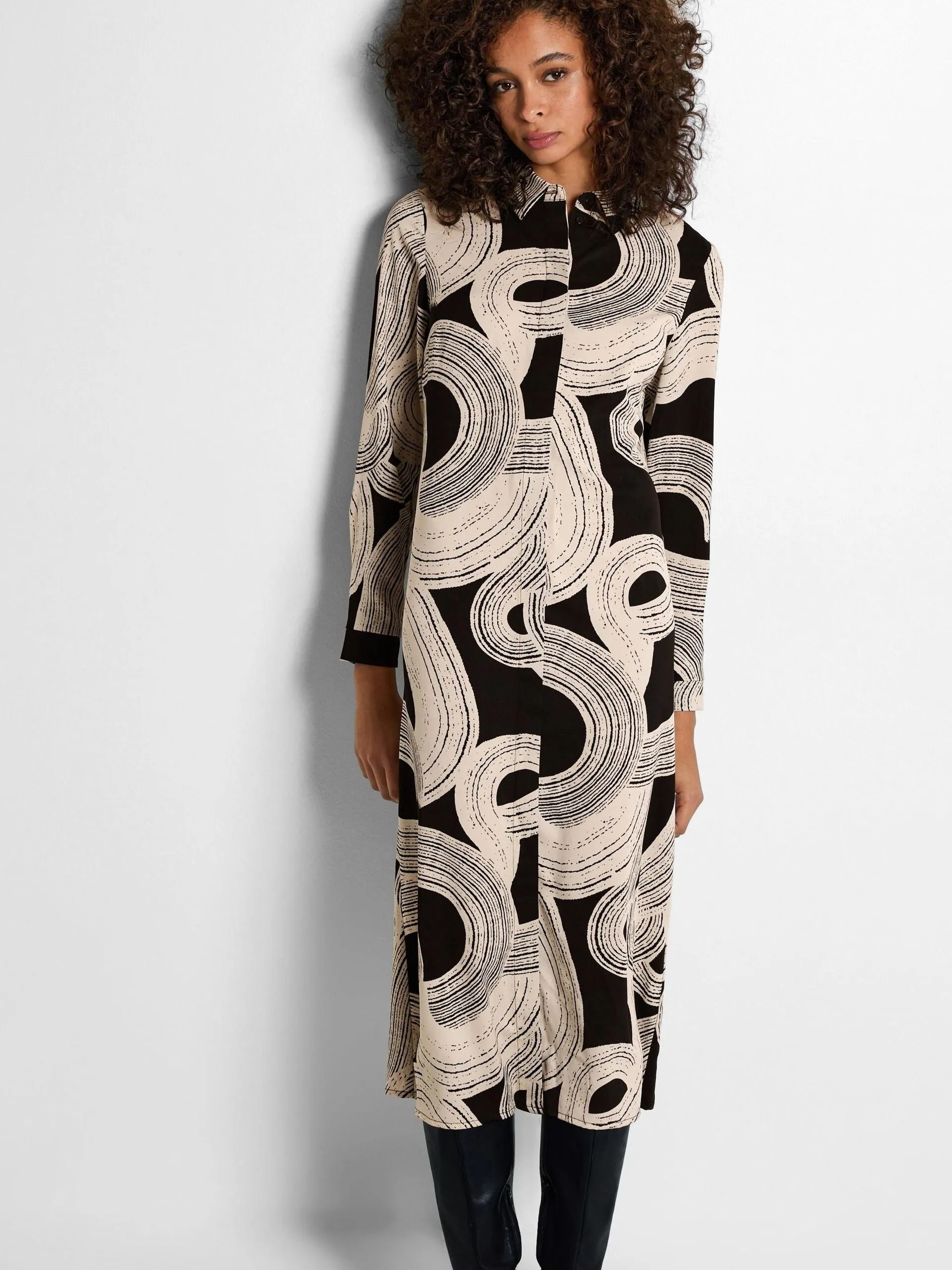 Selected Femme  Luca Midi Dress Black Print