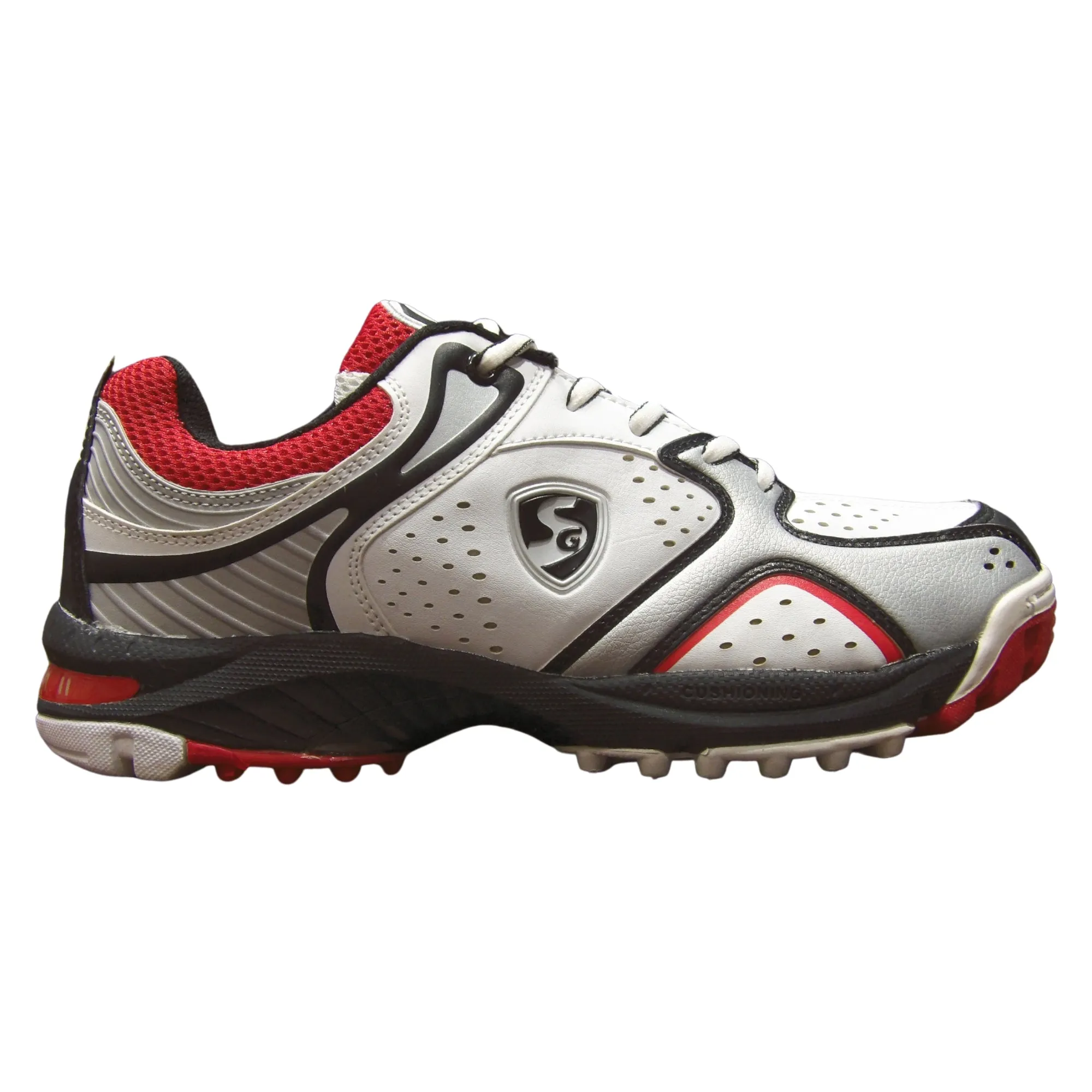 SG Cricket Shoes, Striker-II - White/Silver/Red