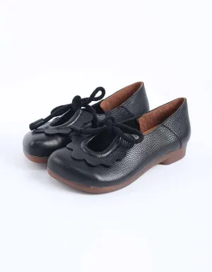 Soft Leather Bottom Lace-up Retro Flat Shoes