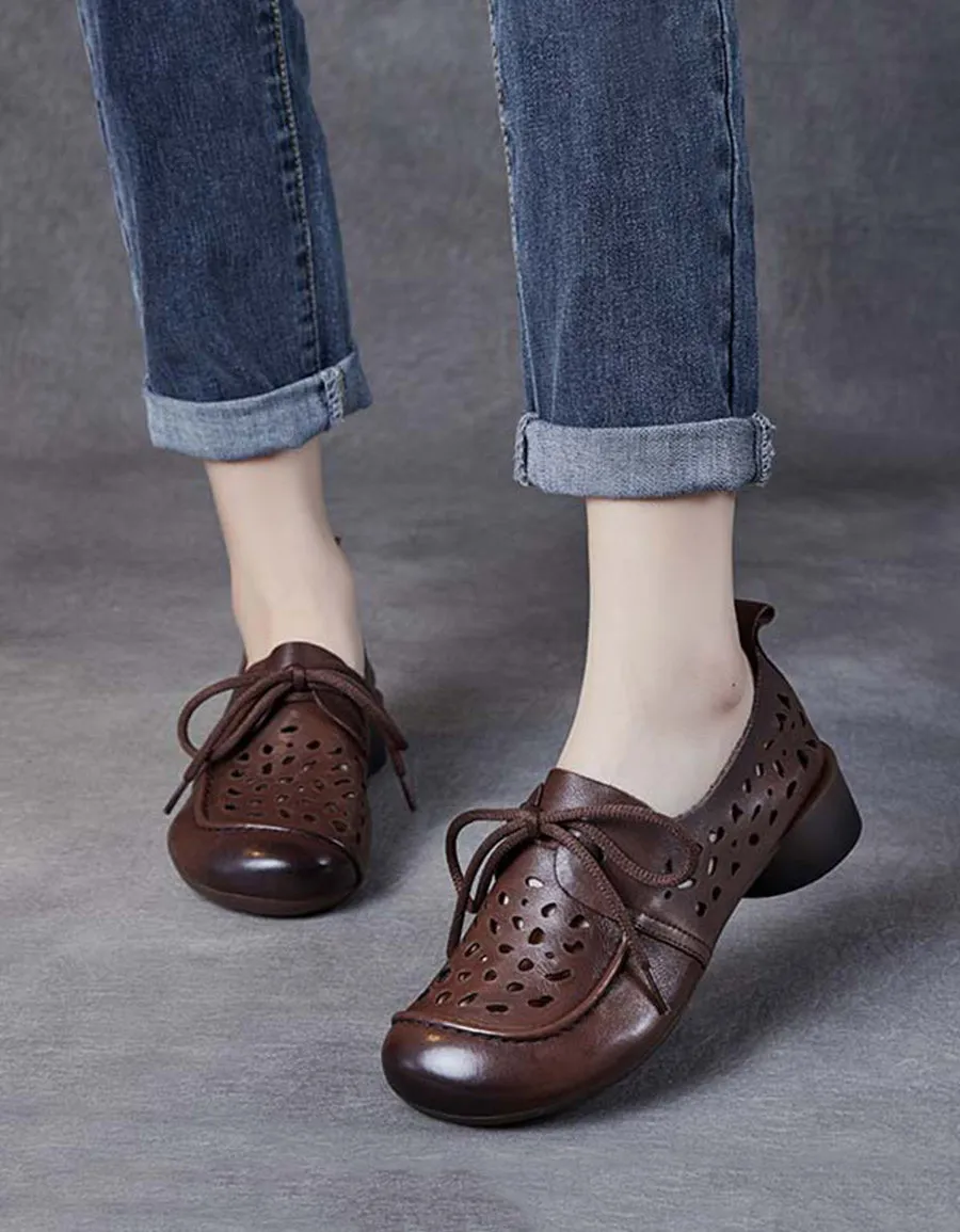 Spring Soft Leather Handmade Retro Flat Shoes