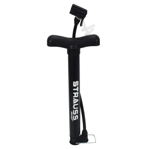 Strauss Bicycle Air Pump with Needle & Dual Valve | Portable Pump with 2 Modes | Sturdy Base & Ergonomic Handle, (Black)