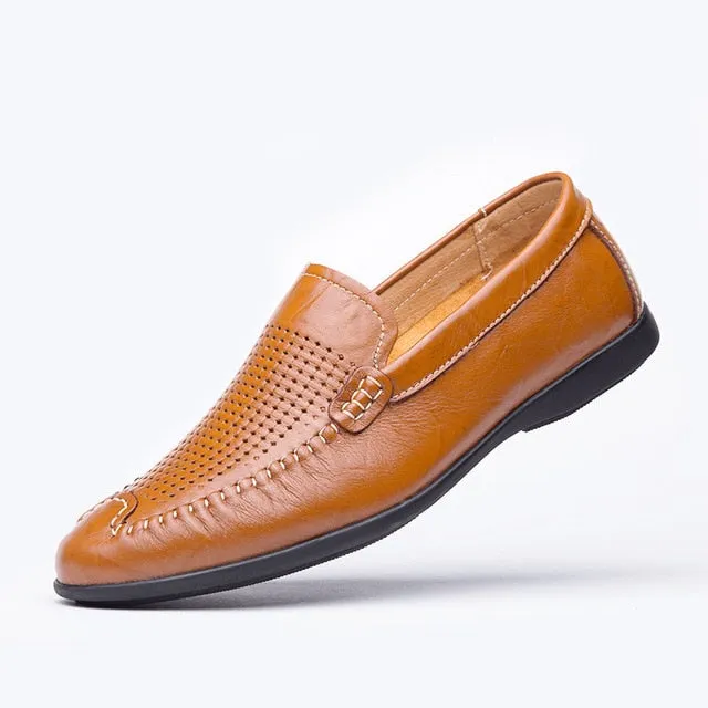 Summer Casual Genuine Leather Moccasin Breathable Shoe