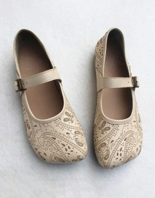 Summer Flats Retro Leather Handmade 35-41