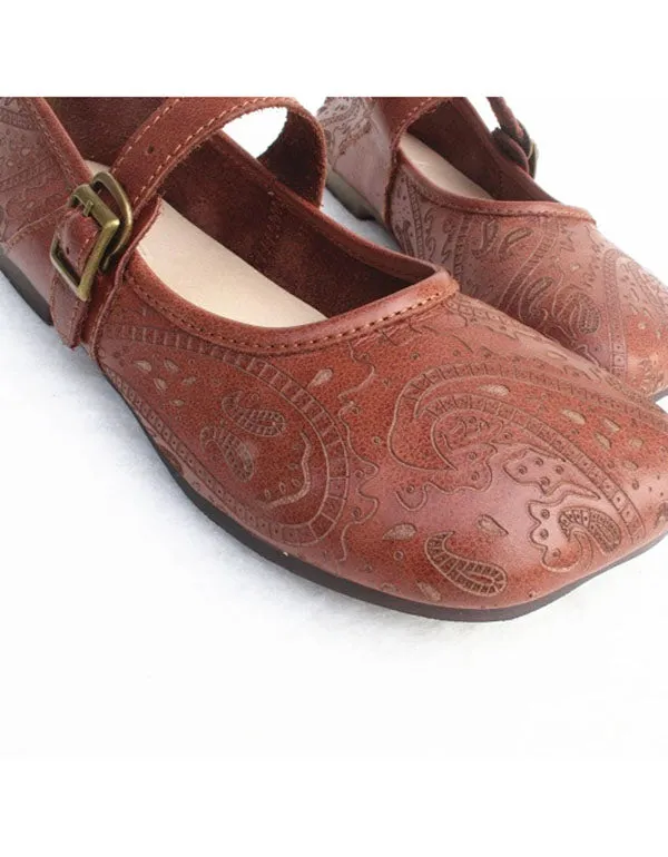 Summer Flats Retro Leather Handmade 35-41