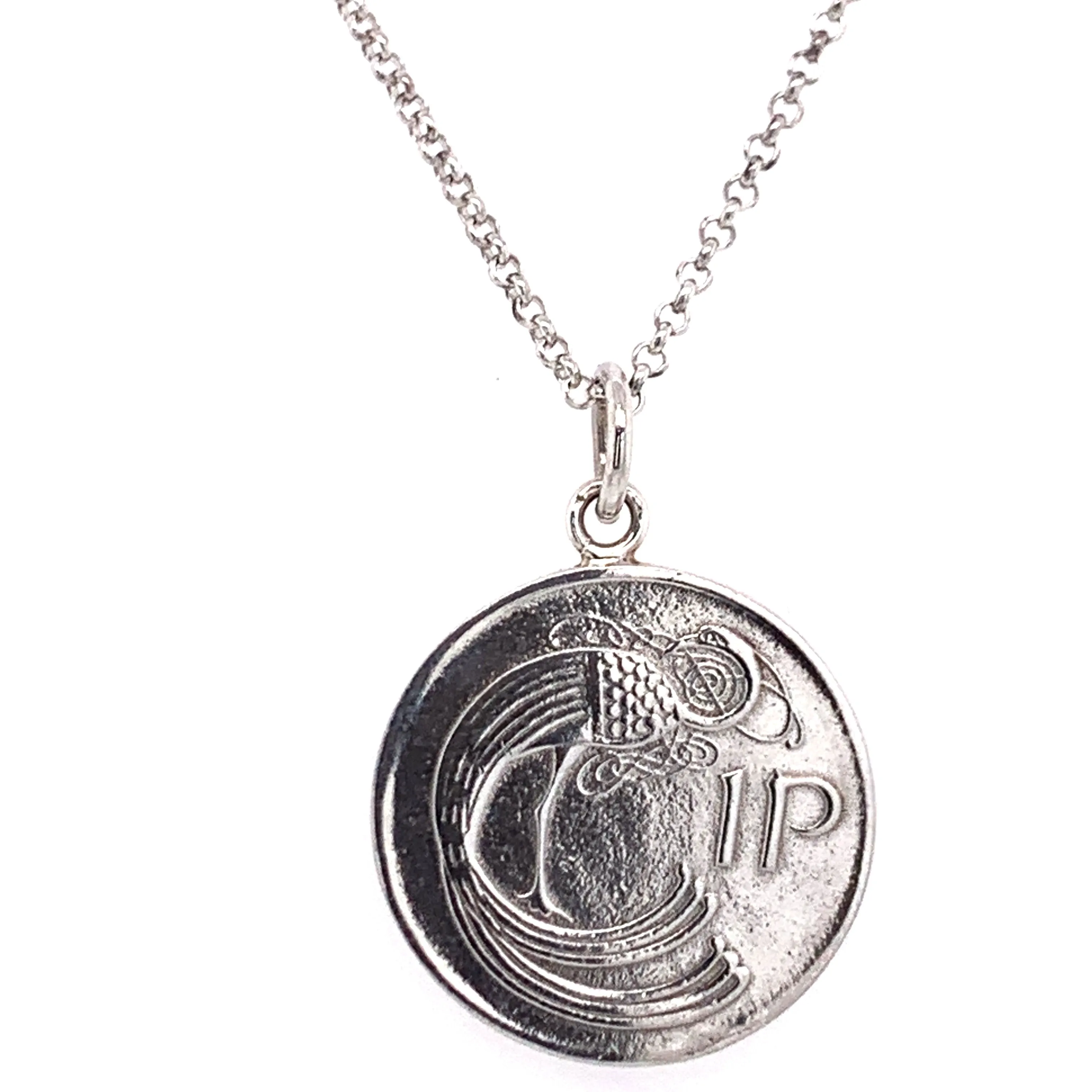 Tadgh Óg Solid Sterling Silver 1p Irish Coin Pendant