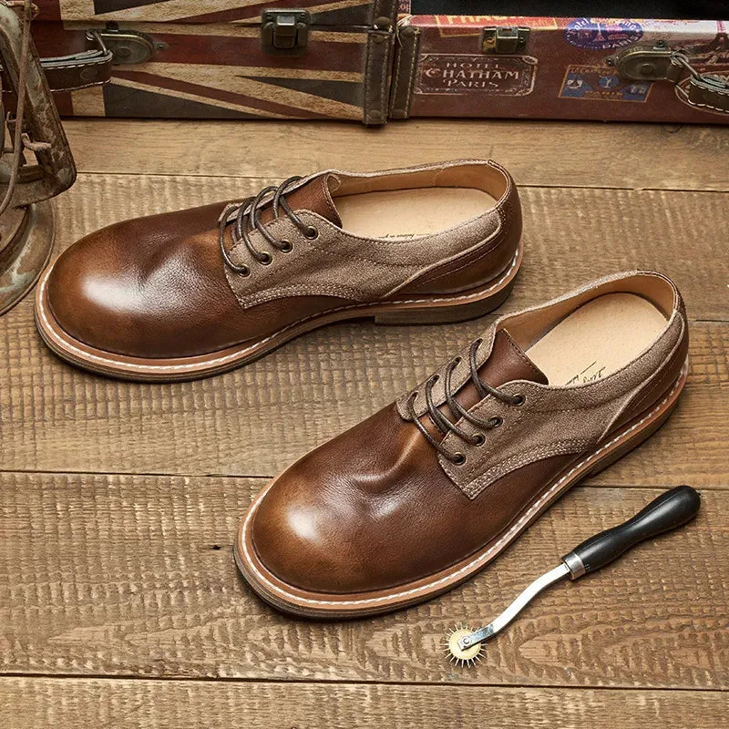 Top Layer Cowhide Leather Retro Shoes