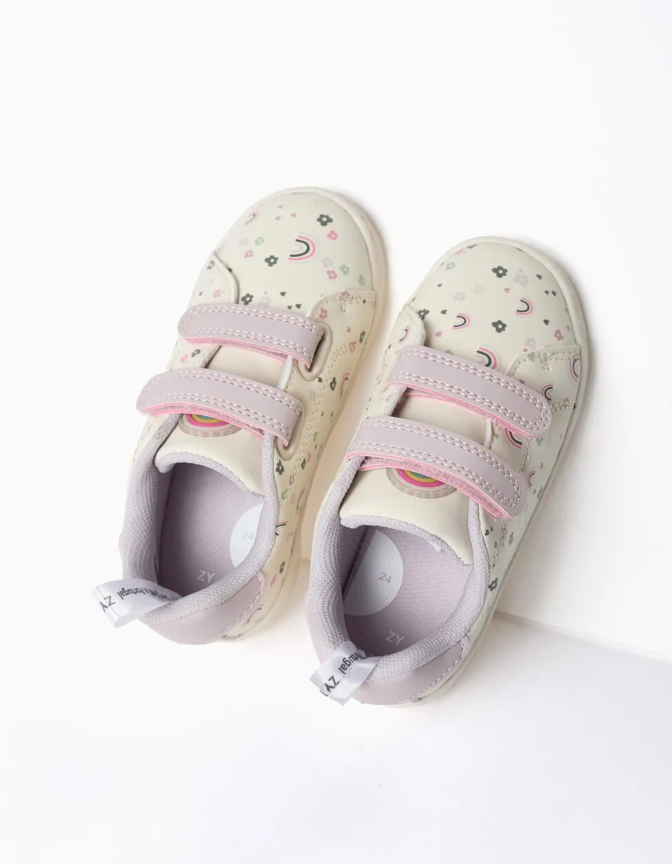 Trainers for Baby Girls 'Flowers & Rainbows', White/Lilac