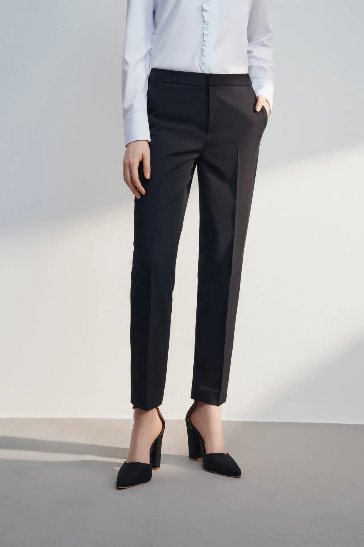 Twill Ankle Cigarette Suit Pants