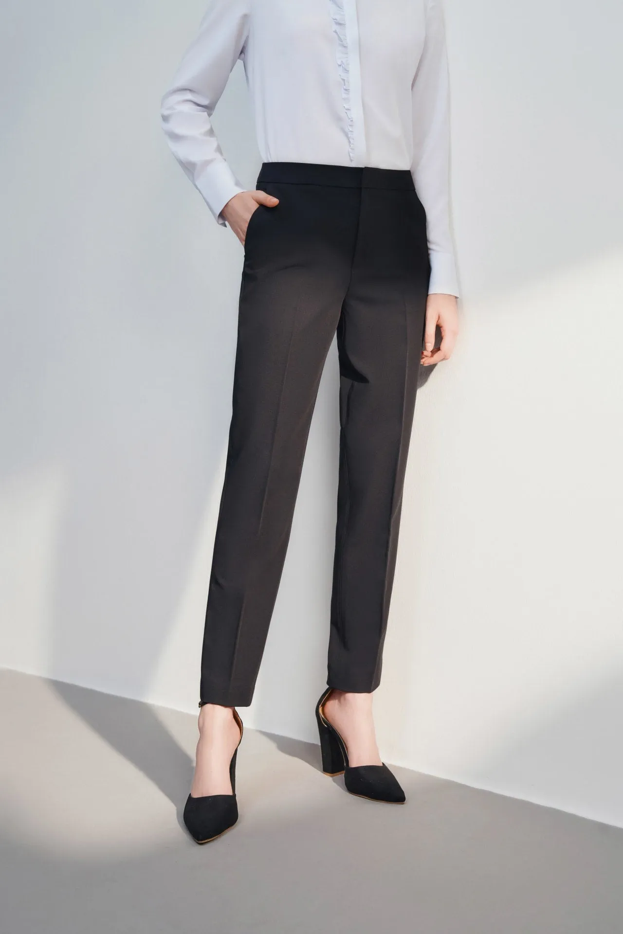 Twill Ankle Cigarette Suit Pants