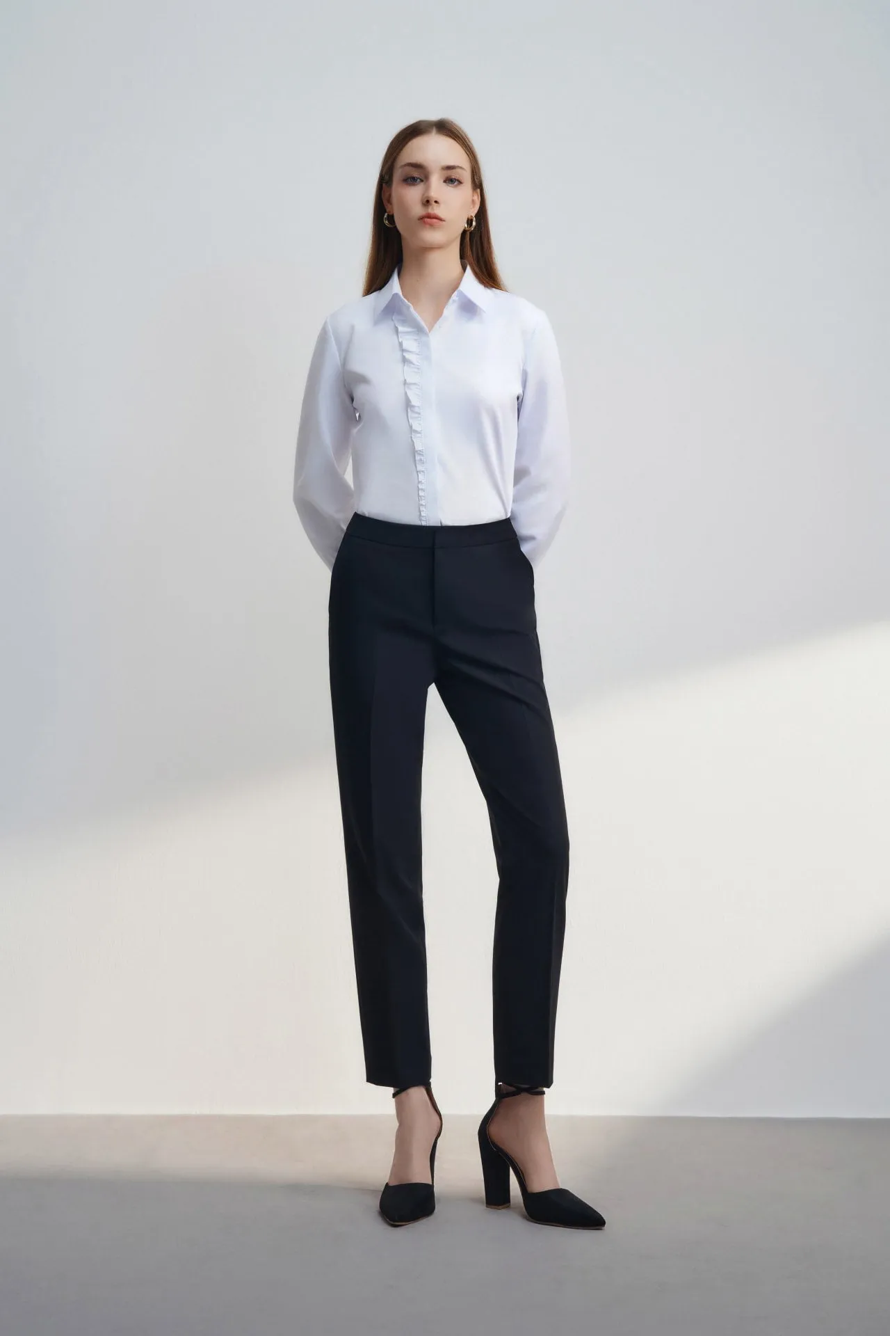 Twill Ankle Cigarette Suit Pants