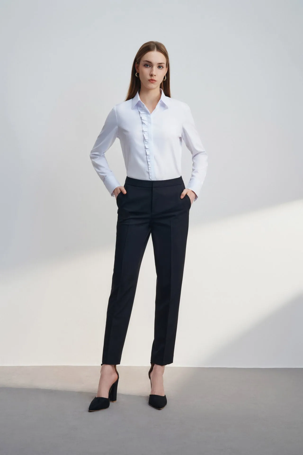 Twill Ankle Cigarette Suit Pants