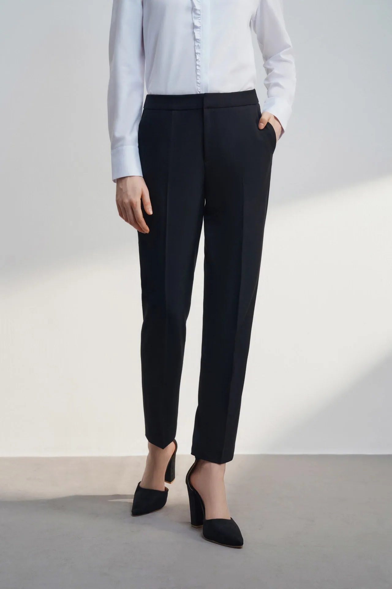 Twill Ankle Cigarette Suit Pants